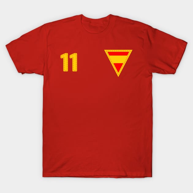 Spain Espania Football Supporters Heritage Home Crest Number 11 T-Shirt by Culture-Factory